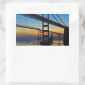 Chesapeake Bay Bridge Zonsondergang boven ijzige w Rechthoekige Sticker (Tas)