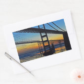 Chesapeake Bay Bridge Zonsondergang boven ijzige w Rechthoekige Sticker (Envelop)