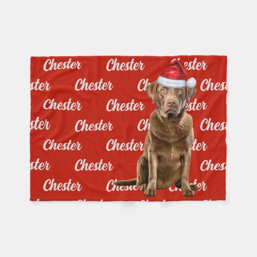Chesapeake Bay Dog met naam Patroon Kerstmis Fleece Deken (Voorkant (Horizontaal))