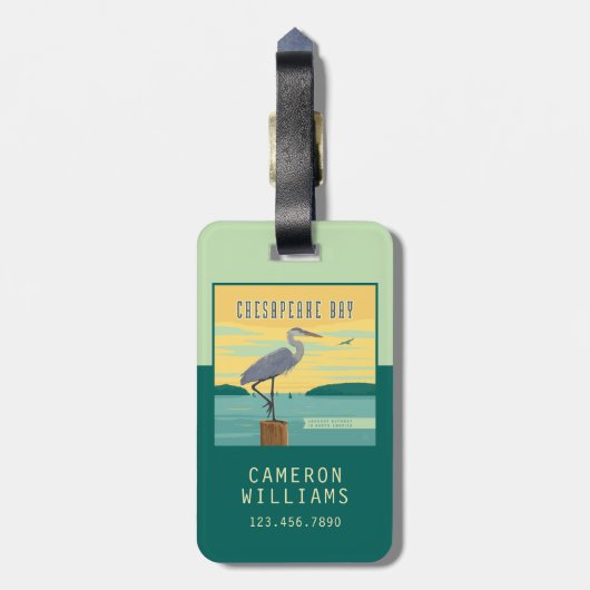 Chesapeake Bay grootste estuarium in Noord-Amerika Bagagelabel (Achterkant verticaal)