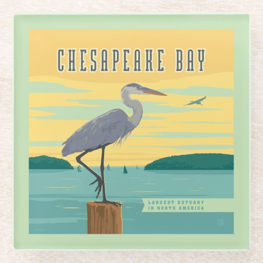 Chesapeake Bay grootste estuarium in Noord-Amerika Glazen Onderzetter (Voorkant)