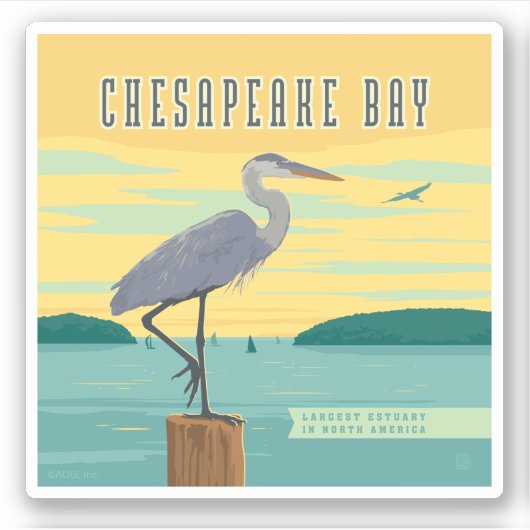 Chesapeake Bay grootste estuarium in Noord-Amerika Sticker (Voorkant)