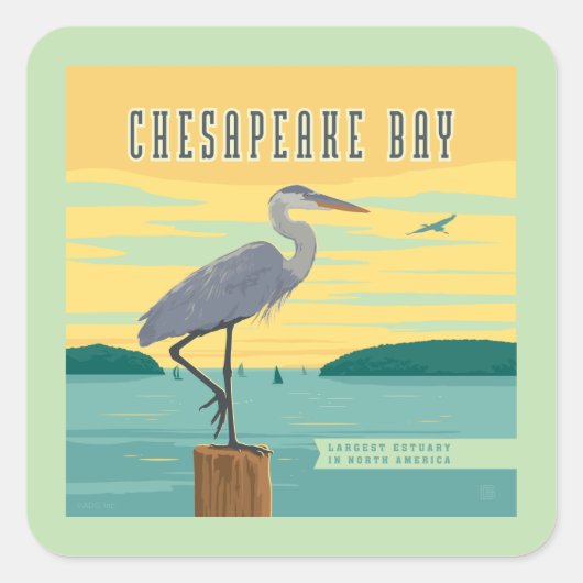Chesapeake Bay grootste estuarium in Noord-Amerika Vierkante Sticker (Voorkant)