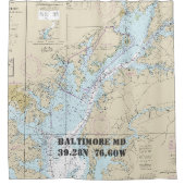 Chesapeake Bay Latitude Lengtegraad Nautische boot Douchegordijn (Voorkant)