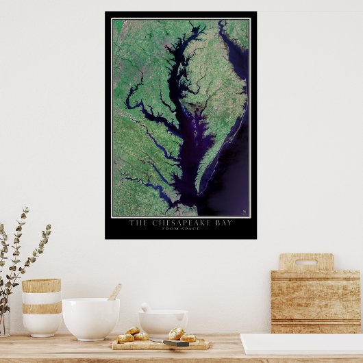 Chesapeake Bay Maryland - Virginia Satellite Map Poster (Keuken)