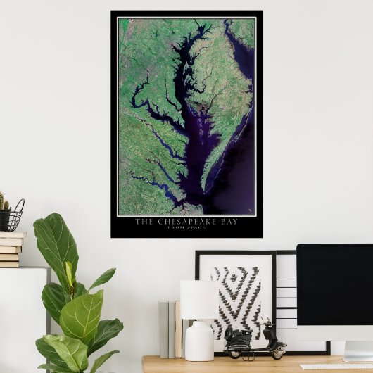 Chesapeake Bay Maryland - Virginia Satellite Map Poster (Thuiskantoor)