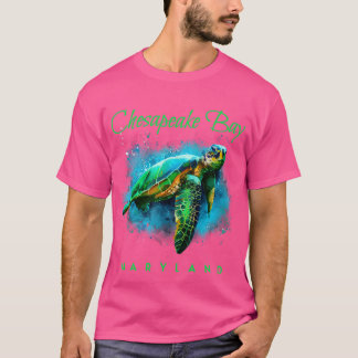 Chesapeake Bay Maryland Waterverf Zee Schildpad T-shirt