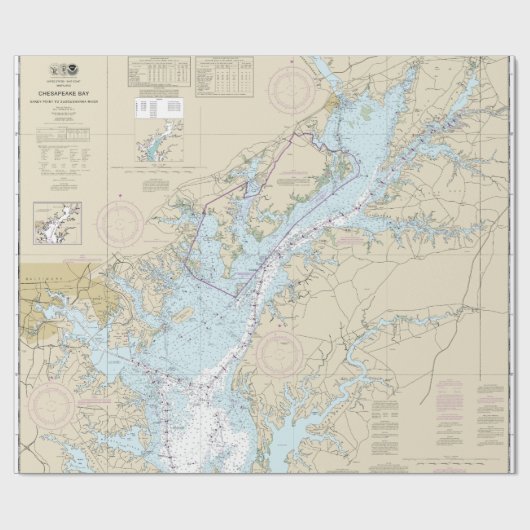 Chesapeake Bay  Nautische Kaart Cadeaupapier (Vlak)