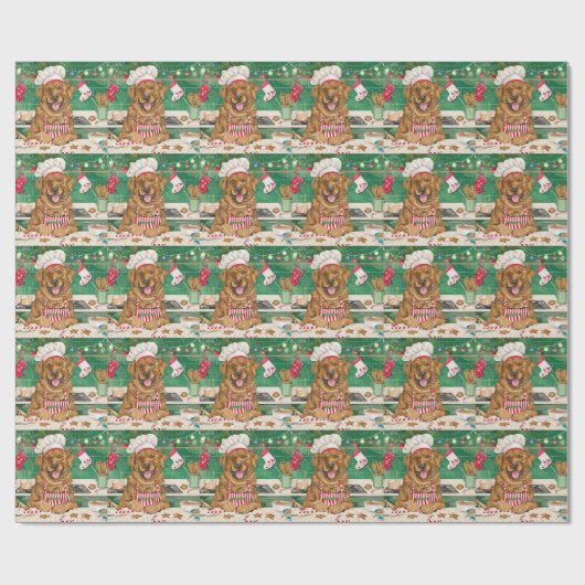 Chesapeake Bay Retriever Bakken: Feestelijke Kerst Cadeaupapier (Vlak)