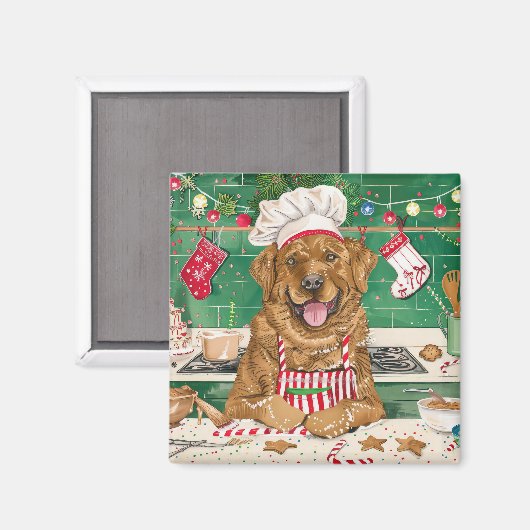 Chesapeake Bay Retriever Bakken: Feestelijke Kerst Magneet (Voorkant / Achterkant)