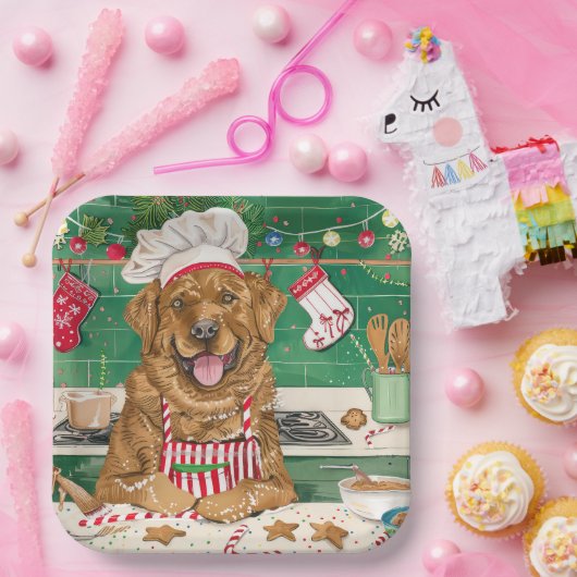 Chesapeake Bay Retriever Bakken: Feestelijke Kerst Papieren Bordje (Feest)