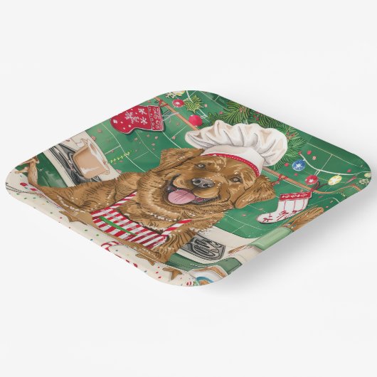 Chesapeake Bay Retriever Bakken: Feestelijke Kerst Papieren Bordje (Gebogen)