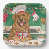 Chesapeake Bay Retriever Bakken: Feestelijke Kerst Papieren Bordje (Voorkant)