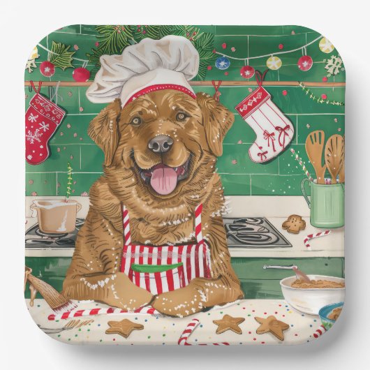 Chesapeake Bay Retriever Bakken: Feestelijke Kerst Papieren Bordje (Voorkant)