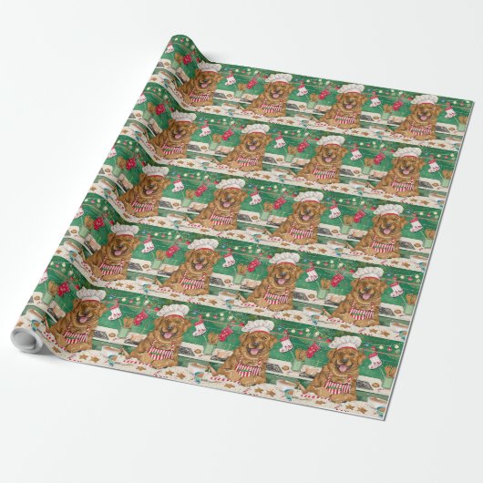 Chesapeake Bay Retriever Bakken: Festive Kerstmis Cadeaupapier (Uitgerold)