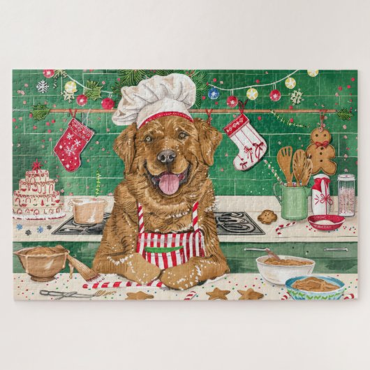 Chesapeake Bay Retriever Bakken: Festive Kerstmis Legpuzzel (Horizontaal)