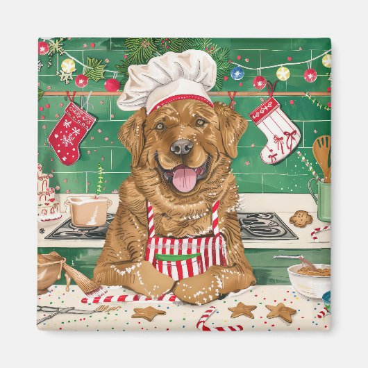 Chesapeake Bay Retriever Bakken: Festive Kerstmis Magneet (Voorkant)
