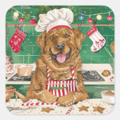 Chesapeake Bay Retriever Bakken: Festive Kerstmis Vierkante Sticker (Voorkant)