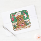 Chesapeake Bay Retriever Bakken: Festive Kerstmis Vierkante Sticker (Envelop)