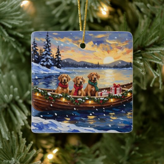 Chesapeake Bay Retriever Christmas Boat Holiday Keramisch Ornament (Boom)