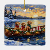 Chesapeake Bay Retriever Christmas Boat Holiday Keramisch Ornament (Achterkant)
