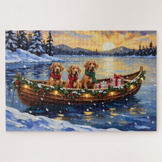 Chesapeake Bay Retriever Christmas Boat Holiday Legpuzzel (Horizontaal)
