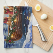 Chesapeake Bay Retriever Christmas Boat Holiday Theedoek (Quarter Fold)