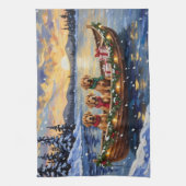 Chesapeake Bay Retriever Christmas Boat Holiday Theedoek (Verticaal)