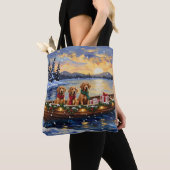 Chesapeake Bay Retriever Christmas Boat Holiday Tote Bag (Dichtbij)