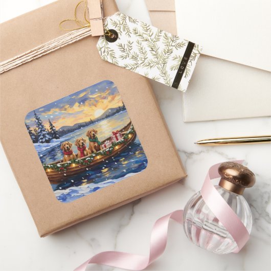 Chesapeake Bay Retriever Christmas Boat Holiday Vierkante Sticker (Geschenken)