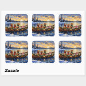 Chesapeake Bay Retriever Christmas Boat Holiday Vierkante Sticker (Vel)
