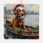 Chesapeake Bay Retriever Christmas Hunting Boat Keramisch Ornament (Achterkant)