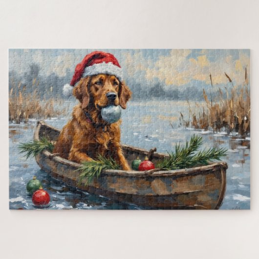 Chesapeake Bay Retriever Christmas Hunting Boat Legpuzzel (Horizontaal)