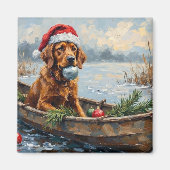 Chesapeake Bay Retriever Christmas Hunting Boat Magneet (Voorkant)