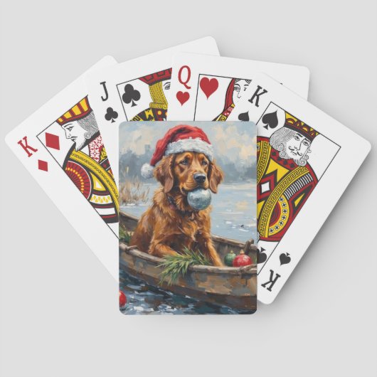 Chesapeake Bay Retriever Christmas Hunting Boat Pokerkaarten (Achterkant)
