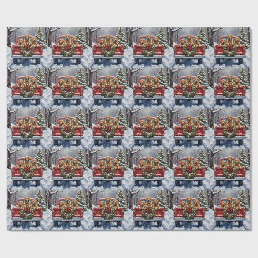 Chesapeake Bay Retriever Christmas Red Truck Cadeaupapier (Vlak)