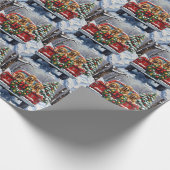 Chesapeake Bay Retriever Christmas Red Truck Cadeaupapier (Hoek)