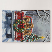 Chesapeake Bay Retriever Christmas Red Truck  Legpuzzel (Horizontaal)