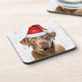 Chesapeake Bay Retriever Dog met winterthema Bier Onderzetter (Linkerzijde)