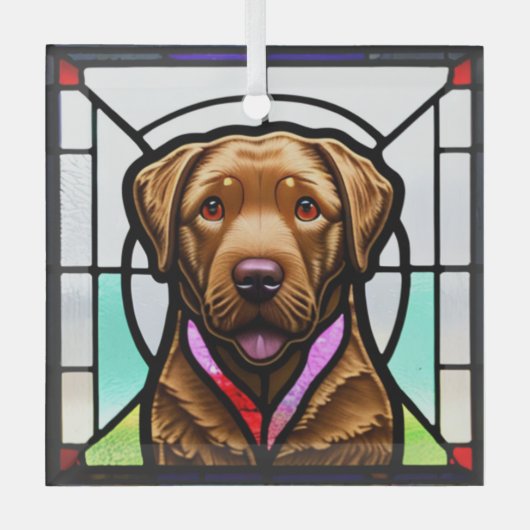 Chesapeake Bay Retriever "Glas in lood" Glas Ornament (Voorkant)