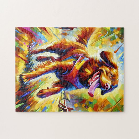 Chesapeake Bay Retriever Hond Portret Acryl Kunst Legpuzzel (Horizontaal)