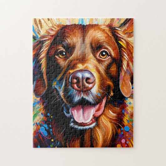 Chesapeake Bay Retriever Hond Portret Acryl Kunst Legpuzzel (Verticaal)