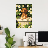 Chesapeake Bay Retriever In Badkuip Poster, Grappi Poster (Thuiskantoor)