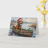 Chesapeake Bay Retriever Kerst Jachtboot Kaart (Gele Bloem)
