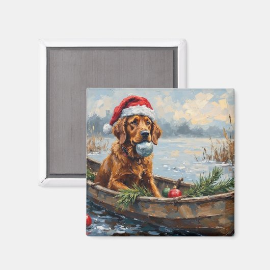 Chesapeake Bay Retriever Kerst Jachtboot Magneet (Voorkant / Achterkant)