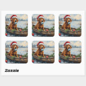 Chesapeake Bay Retriever Kerst Jachtboot Vierkante Sticker (Vel)