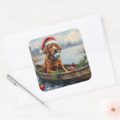 Chesapeake Bay Retriever Kerst Jachtboot Vierkante Sticker (Envelop)