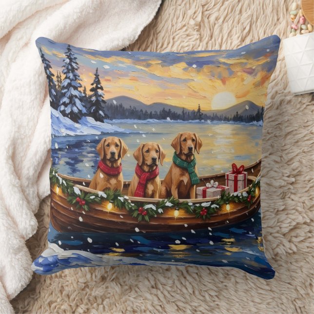 Chesapeake Bay Retriever Kerstboot Vakantie Kussen (Deken)