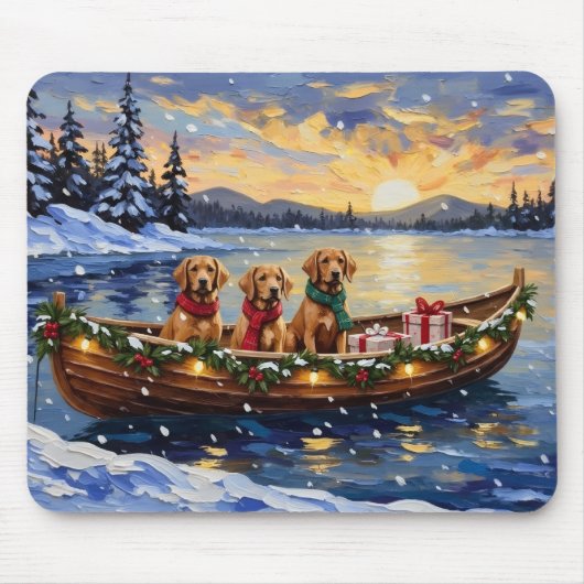 Chesapeake Bay Retriever Kerstboot Vakantie Muismat (Voorkant)