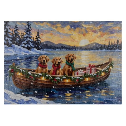 Chesapeake Bay Retriever Kerstboot Vakantie Snijplank (Voorkant)